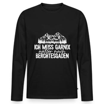 Berchtesgaden ich muss garnix Watzmann Wandern - Männer Premium Bio Langarmshirt - Schwarz - Vorne - Nico (187cm)