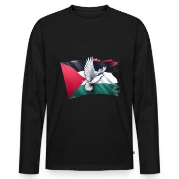 DRAPEAU PALESTINE Drapeau Liberté Paix - T-shirt manches longues Premium bio Homme - noir - Devant - Nico (187cm)