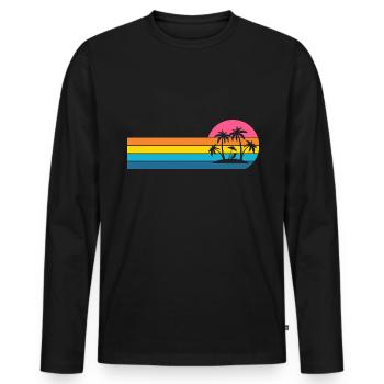 Palmiers de l’île - T-shirt manches longues Premium bio Homme - noir - Devant - Nico (187cm)