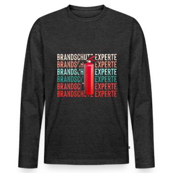 Brandschutz Experte Retro - Männer Premium Bio Langarmshirt - Anthrazit meliert - Vorne - Nico (187cm)