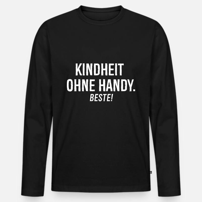Kindheit Handy - Männer Premium Bio Langarmshirt - Schwarz