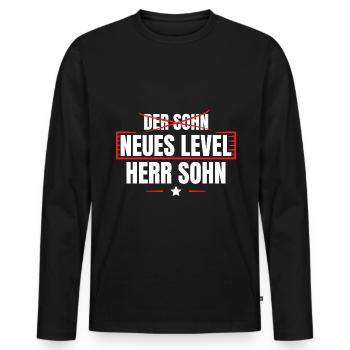 Der Sohn neues Level Herr Sohn Jugendweihe - Männer Premium Bio Langarmshirt - Schwarz - Vorne - Nico (187cm)
