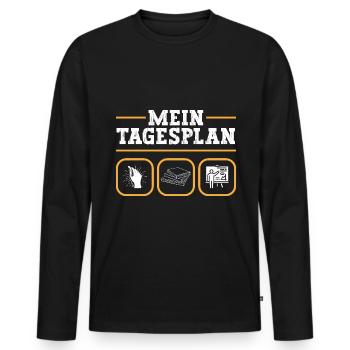 Lehrer mein Tagesplan - Männer Premium Bio Langarmshirt - Schwarz - Vorne - Nico (187cm)