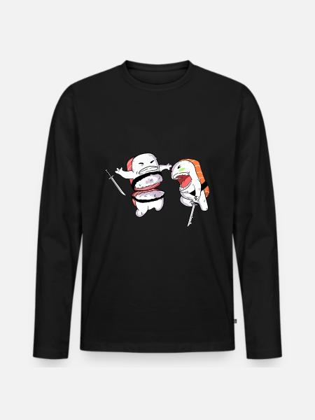 Sushi Samurai - Männer Premium Bio Langarmshirt - Schwarz