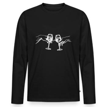 Wein Erschaffung Adams Weinliebhaber - Männer Premium Bio Langarmshirt - Schwarz - Vorne - Nico (187cm)