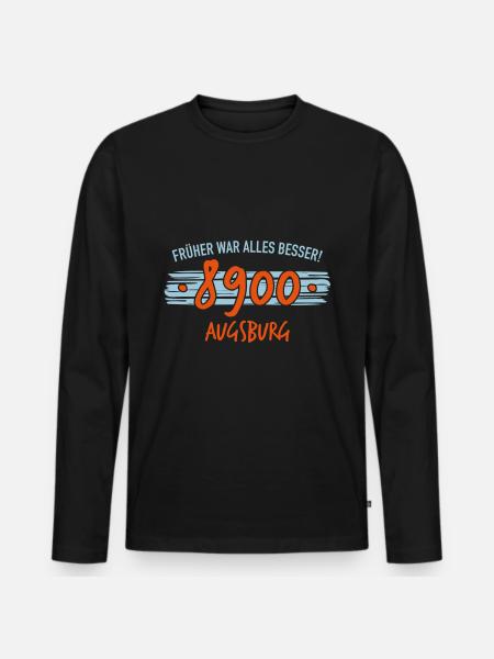 Früher 8900 Augsburg - Männer Premium Bio Langarmshirt - Schwarz