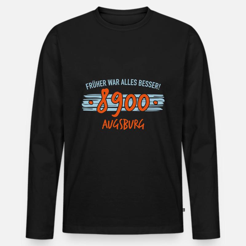 Früher 8900 Augsburg - Männer Premium Bio Langarmshirt - Schwarz