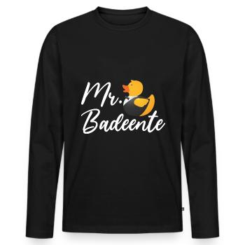 Badeente Gummiente - Männer Premium Bio Langarmshirt - Schwarz - Vorne - Nico (187cm)