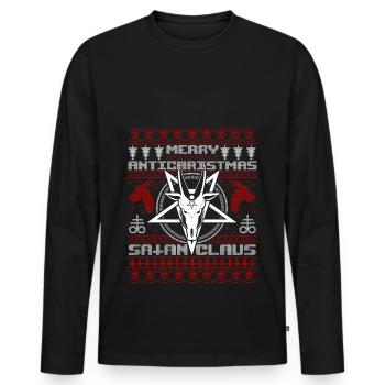 Merry Antichristmas Satan Claus Ugly Christmas - Männer Premium Bio Langarmshirt - Schwarz - Vorne - Nico (187cm)