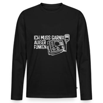 Amateurfunk ich muss garnix Amateurfunker - Männer Premium Bio Langarmshirt - Schwarz - Vorne - Nico (187cm)