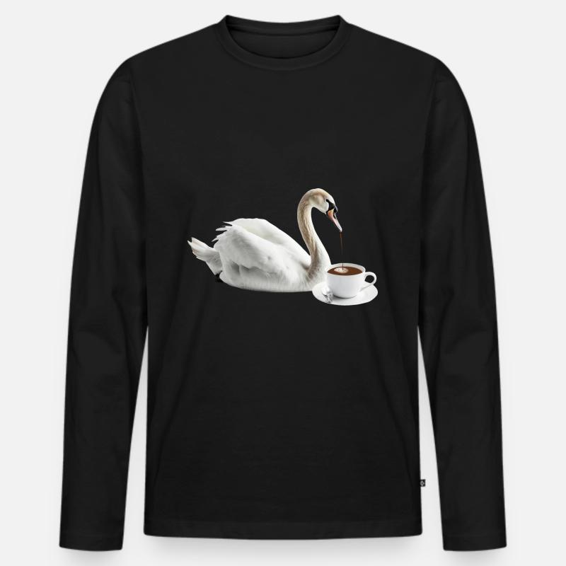 Schwan Kaffee - Männer Premium Bio Langarmshirt - Schwarz