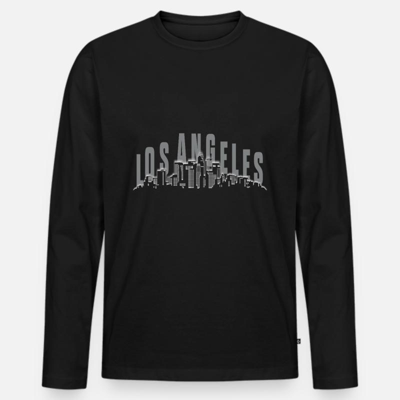 Los Angeles Skyline - Männer Premium Bio Langarmshirt - Schwarz
