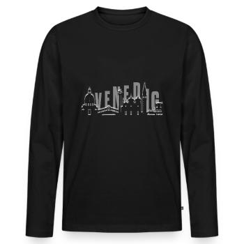 Elegant Venice Skyline Italy - Men's Premium Organic Long Sleeve Shirt - black - Front - Nico (187cm)