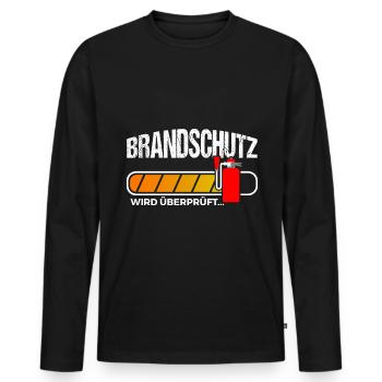 Brandschutz überprüft Brandschutzbeauftragter - Männer Premium Bio Langarmshirt - Schwarz - Vorne - Nico (187cm)