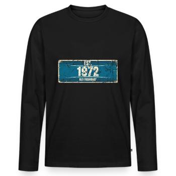 50e anniversaire 1972 Plaque d’immatriculation - T-shirt manches longues Premium bio Homme - noir - Devant - Nico (187cm)