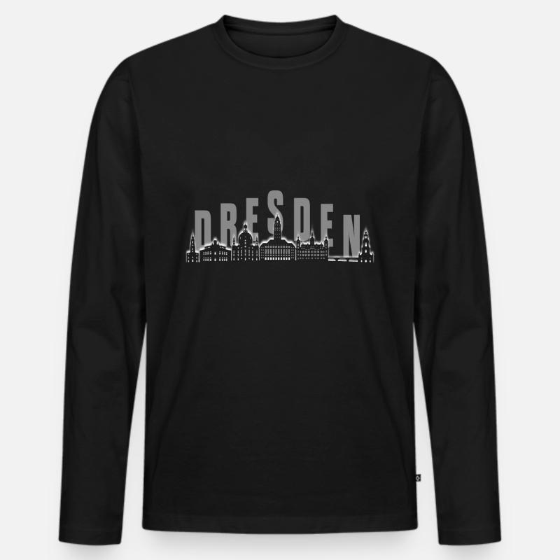 Dresden Skyline - Männer Premium Bio Langarmshirt - Schwarz