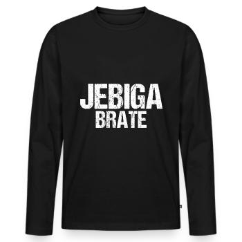 Jebiga Brate Drôle d’argot serbe Serbie - T-shirt manches longues Premium bio Homme - noir - Devant - Nico (187cm)