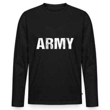 Soldats de l’armée Militaire Vintage - T-shirt manches longues Premium bio Homme - noir - Devant - Nico (187cm)