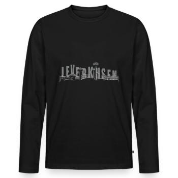 Leverkusen Stadt Wahrzeichen Skyline T-Shirt - Männer Premium Bio Langarmshirt - Schwarz - Vorne - Nico (187cm)