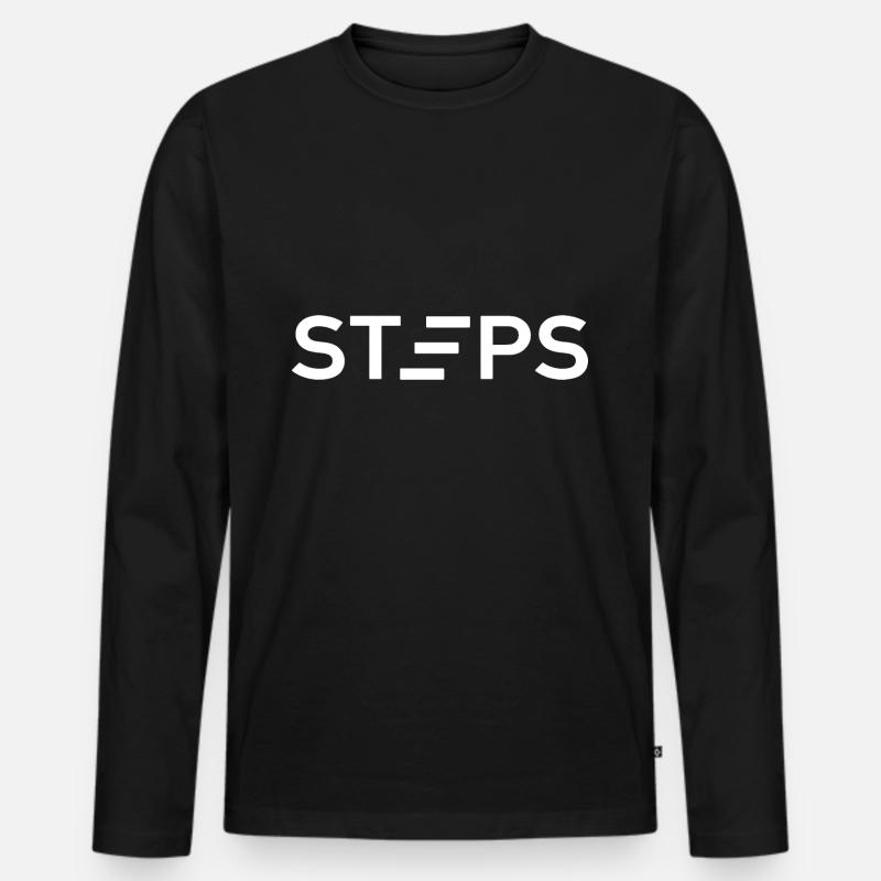 Steps - Männer Premium Bio Langarmshirt - Schwarz