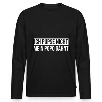 Ich Pupse Nicht Mein Popo Gähnt Lustiges Furzen - Männer Premium Bio Langarmshirt - Schwarz - Vorne - Nico (187cm)