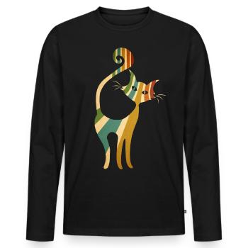 cat - Men's Premium Organic Long Sleeve Shirt - black - Front - Nico (187cm)