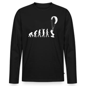 Kitesurf - Evolution de l’Homme, Darwin - T-shirt manches longues Premium bio Homme - noir - Devant - Nico (187cm)