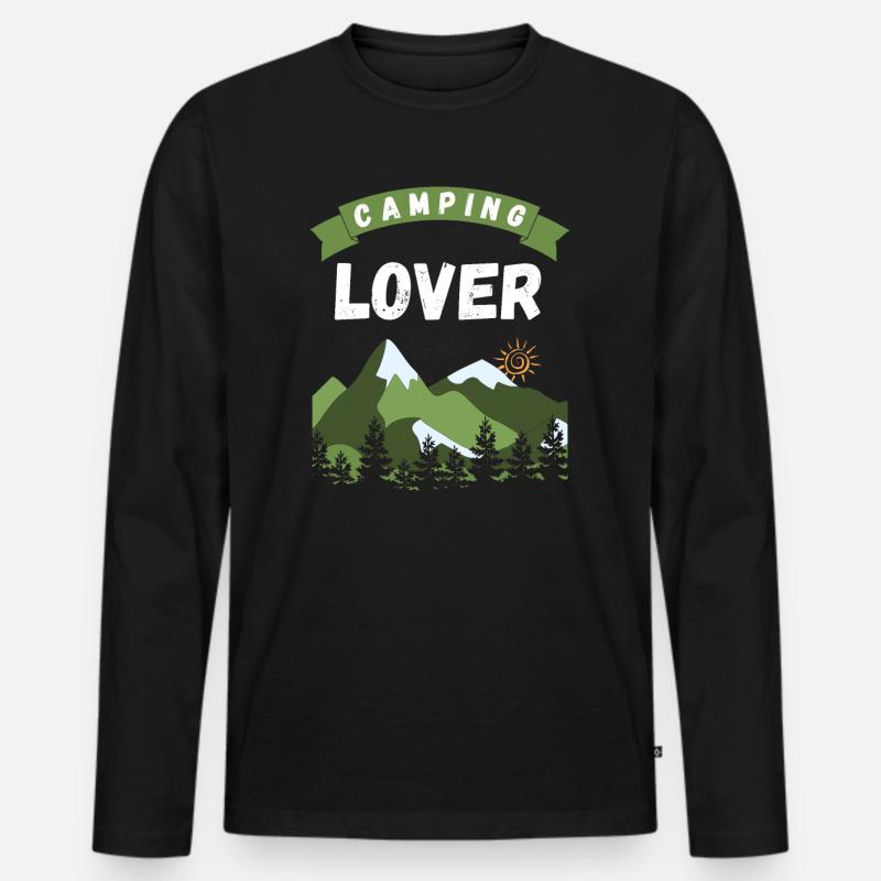 Camping Lover - Design - Männer Premium Bio Langarmshirt - Schwarz