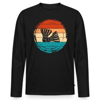 Badminton - Männer Premium Bio Langarmshirt - Schwarz - Vorne - Nico (187cm)