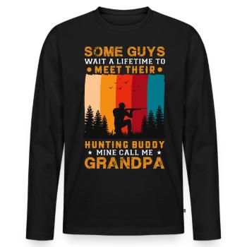 Certains gars chassé copain Grand-père Grand-père Drôle - T-shirt manches longues Premium bio Homme - noir - Devant - Nico (187cm)
