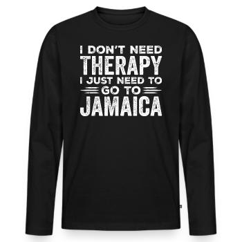 Ich brauche keine Therapie, ich muss nur nach Jamaika gehen - Männer Premium Bio Langarmshirt - Schwarz - Vorne - Nico (187cm)