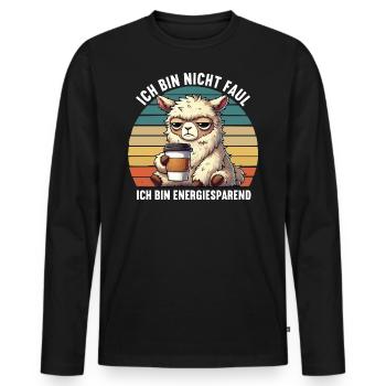 Ich Bin Nicht Faul Alpaka lamas Alpakabesitzer - Männer Premium Bio Langarmshirt - Schwarz - Vorne - Nico (187cm)