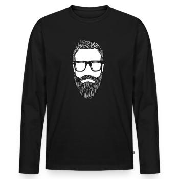 Bart Gesicht Beard Face - Männer Premium Bio Langarmshirt - Schwarz - Vorne - Nico (187cm)