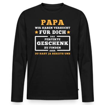 Papa Papi Vatertag. Perfekte Geschenk Deine Kinder - Männer Premium Bio Langarmshirt - Schwarz - Vorne - Nico (187cm)