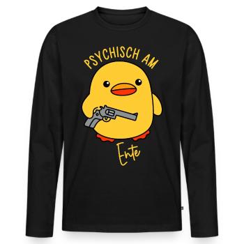 Psychisch am Ente - Männer Premium Bio Langarmshirt - Schwarz - Vorne - Nico (187cm)