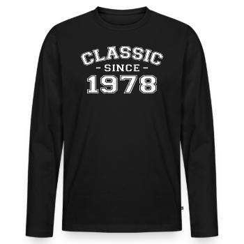 Vintage 1978 Geburtstagsgeschenk 1978 Klassiker - Männer Premium Bio Langarmshirt - Schwarz - Vorne - Nico (187cm)