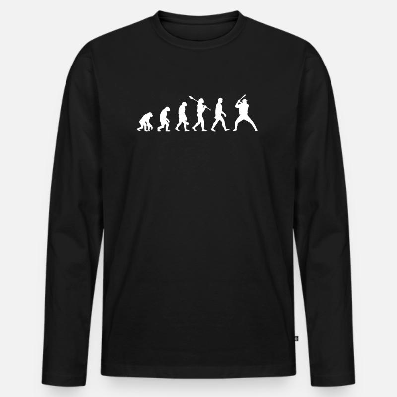 Baseball Evolution - Männer Premium Bio Langarmshirt - Schwarz