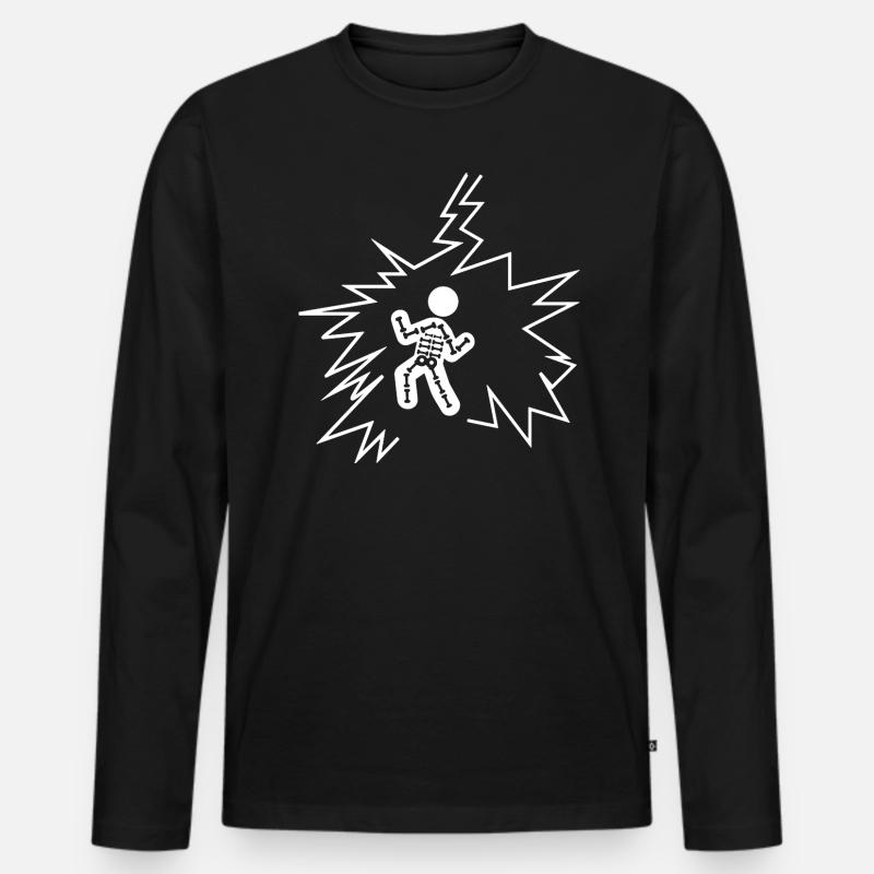 Blitzschlag - Männer Premium Bio Langarmshirt - Schwarz