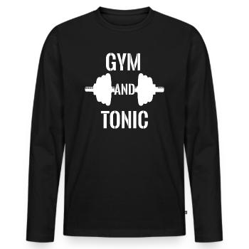 gym and tonic - Men's Premium Organic Long Sleeve Shirt - black - Front - Nico (187cm)