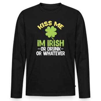 St Patricks Day - T-shirt manches longues Premium bio Homme - noir - Devant - Nico (187cm)