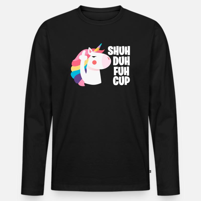 Einhorn - Männer Premium Bio Langarmshirt - Schwarz