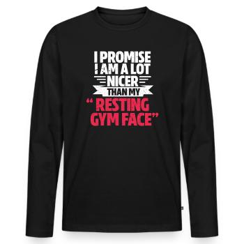 Gym - Men's Premium Organic Long Sleeve Shirt - black - Front - Nico (187cm)