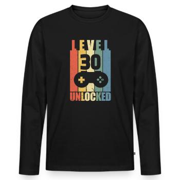 Level 30 - Men's Premium Organic Long Sleeve Shirt - black - Front - Nico (187cm)