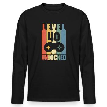 Level 40 - Men's Premium Organic Long Sleeve Shirt - black - Front - Nico (187cm)