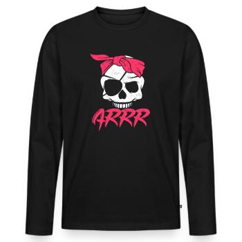Pirate Pirate Skull Pirate Girl Gift - Men's Premium Organic Long Sleeve Shirt - black - Front - Nico (187cm)