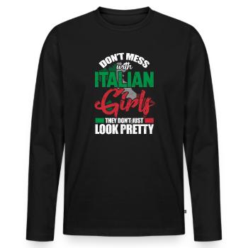 Italien - T-shirt manches longues Premium bio Homme - noir - Devant - Nico (187cm)