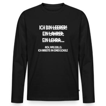 Prof - T-shirt manches longues Premium bio Homme - noir - Devant - Nico (187cm)