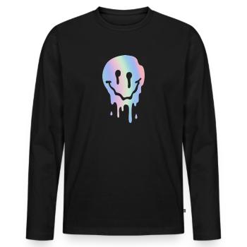 Techno - T-shirt manches longues Premium bio Homme - noir - Devant - Nico (187cm)