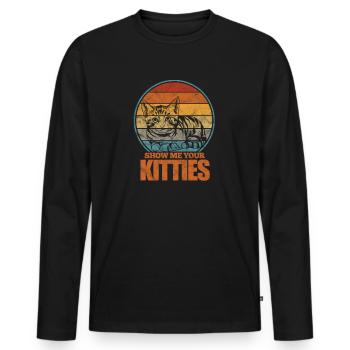 Chat chats amoureux des chats cadeau pour animaux de compagnie - T-shirt manches longues Premium bio Homme - noir - Devant - Nico (187cm)