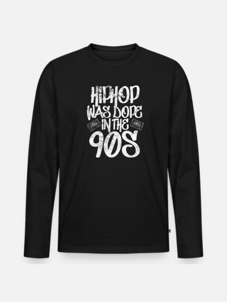90s Hip Hop Rap Old School Retro Gift - Men's Premium Organic Long Sleeve Shirt - black
